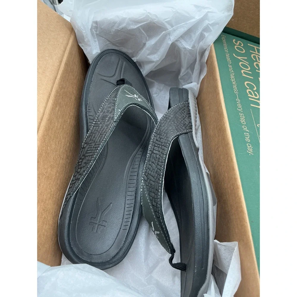 Kuru Kala Mens Orthotic‎ Flip Flop Sandals Grey Black Size 8